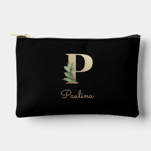 Eleganter Botanischer Monogramm-Goldbrief P Zubehörtasche