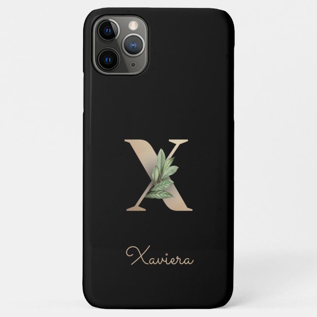 Eleganter Botanischer Monogramm-Goldbrief X Case-Mate iPhone Hülle (Rückseite)