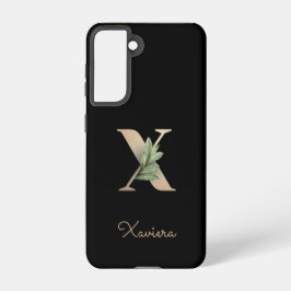 Eleganter Botanischer Monogramm-Goldbrief X Samsung Galaxy Hülle