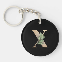 Eleganter Botanischer Monogramm-Goldbrief X Schlüsselanhänger