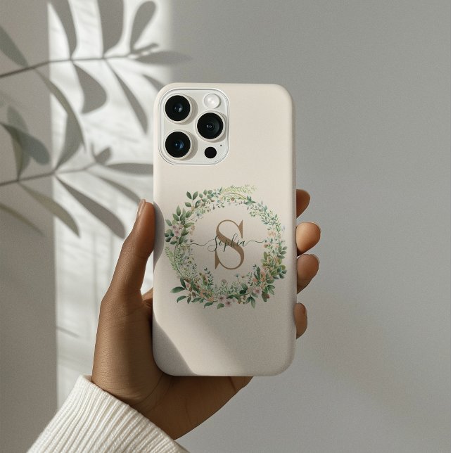 Eleganter Botanischer Monogramm iPhone-Fall mit Na Case-Mate iPhone Hülle (Von Creator hochgeladen)