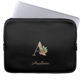 Eleganter Botanischer Monogramm-Letter-A-Laptop-Si Laptopschutzhülle