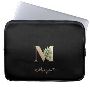 Eleganter Botanischer Monogramm-Letter M Laptop-Si Laptopschutzhülle