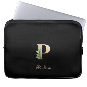 Eleganter Botanischer Monogramm Letter P Laptop-Si Laptopschutzhülle