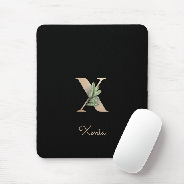 Eleganter Botanischer Monogramm Letter X-Maus-Pad Mousepad (Mit Mouse)