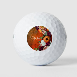 Eleganter botanischer Name Floral Rustikal Vintag Golfball