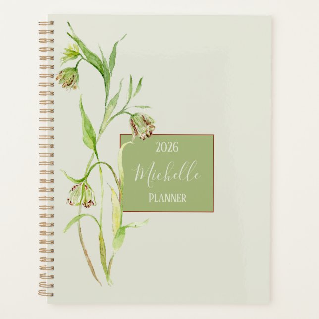 Eleganter Botanischer Planer für Wasserfarben (Vorderseite)