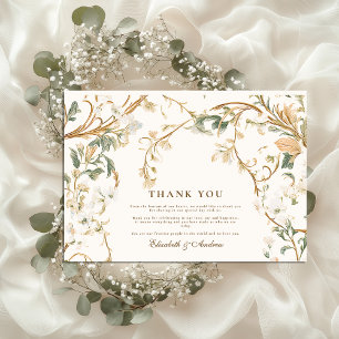 Eleganter botanischer Rahmen-Hochzeitstil im Herbs Dankeskarte