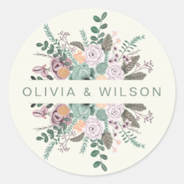 Eleganter botanischer Salbei Grüner Chic Runder Aufkleber