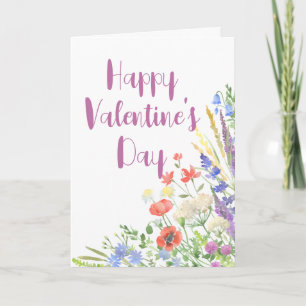 Eleganter Botanischer Valentinstag mit Wildblumen Karte