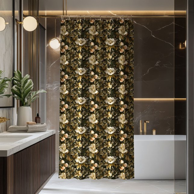 Eleganter botanischer Vorhang Salbeigrün Gold Druc (Elegant Botanical Curtain Sage Green Gold Print)