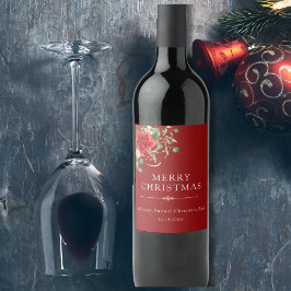 Eleganter botanischer Weihnachtsfeiertag im Party Weinetikett