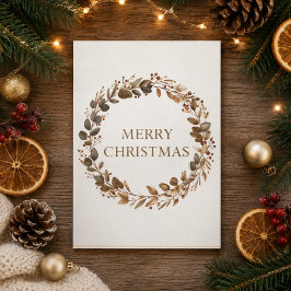 Eleganter botanischer Weihnachtskranz Frohe Weihna Feiertagskarte