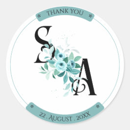 Eleganter Bouquet Wasserfarben Blumenaufkleber Runder Aufkleber