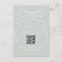 Eleganter Bow Sage Green Wedding Details Qr Code