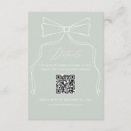 Eleganter Bow Sage Green Wedding Details Qr Code Begleitkarte