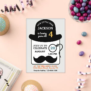 Eleganter Bowlerhut-Acry monocle-Geburtstag Acryleinladungen