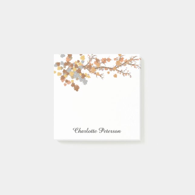 Eleganter brauner Ahorn Verlasse Herbst Post-it Klebezettel (Vorderseite)