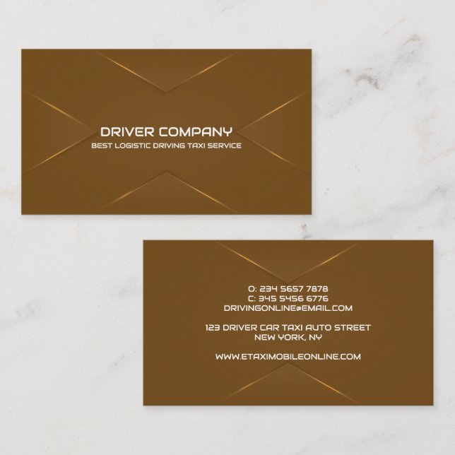 Eleganter brauner Chauffeur Visitenkarte (Vorne/Hinten)