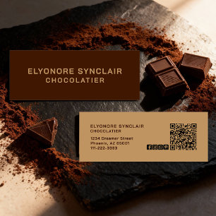 Eleganter brauner Chocolatier Social Icon QR Code  Mini Visitenkarte