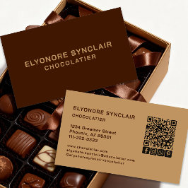 Eleganter brauner Chocolatier Social Icon QR-Code  Visitenkarte