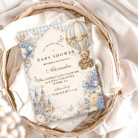 Eleganter Brauner und Blauer Bär Baby Shower