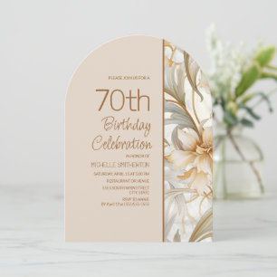 Eleganter brauner Wasserfarbenbogen, Blumenstrauß, Einladung