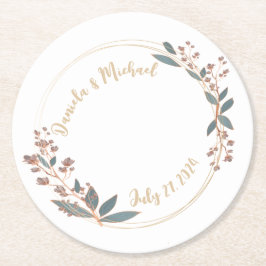 Eleganter Braut- und Gräuelhochzeitungs-Bar-Unters Runder Pappuntersetzer