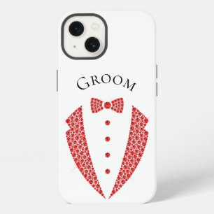 Eleganter Bräutigam-Smoking Rot WeißTypography Hoc iPhone 13 Hülle