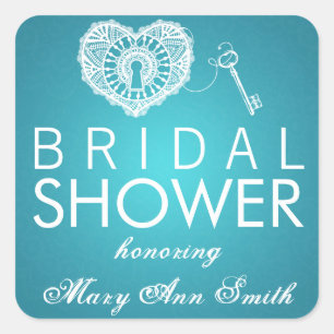 Eleganter Brautparty-Key für mein Herz Türkis Quadratischer Aufkleber