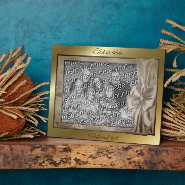 Eleganter Brawn Satin Bow Gestalten Sie Ihr eigene Fotoplatte (Seite)