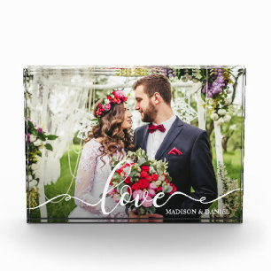 Eleganter Bride Groom Hochzeit Foto Block der Lieb