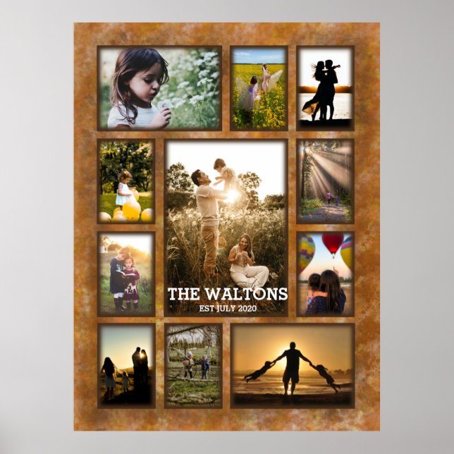 Eleganter Bronze-Rahmen wie Familienfoto Collage Poster (Vorne)