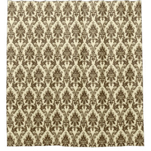 Eleganter Brown- und Golddamast-Druck-Duschvorhang Duschvorhang