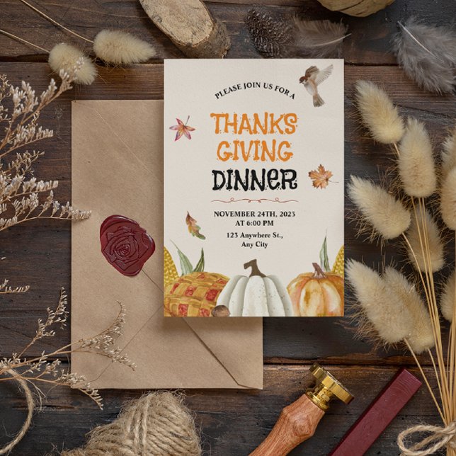 Eleganter Brown Vintag Floral Erntedank Einladung (brown floral thanksgiving invitation card)
