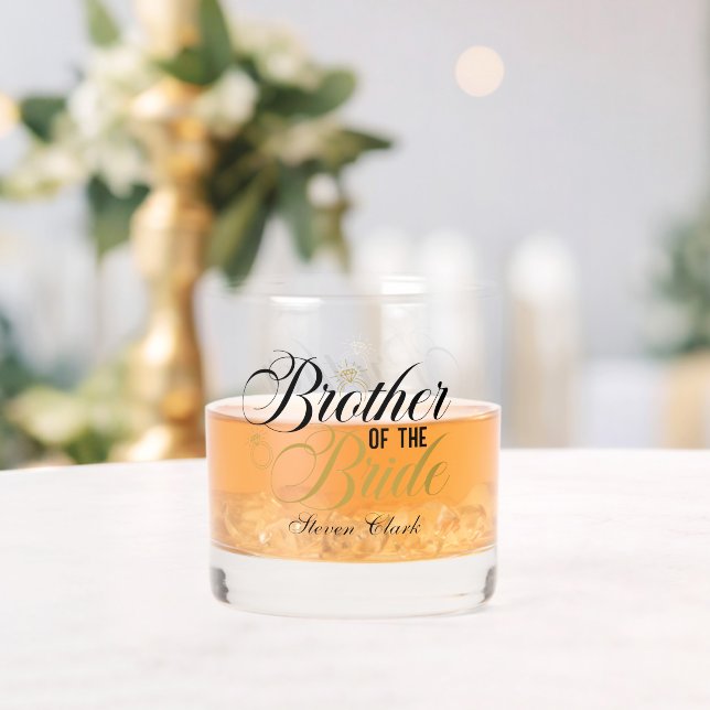 Eleganter Bruder der Braut hinzufügen Namen Hochze Whiskyglas (Insitu (Hochzeit))
