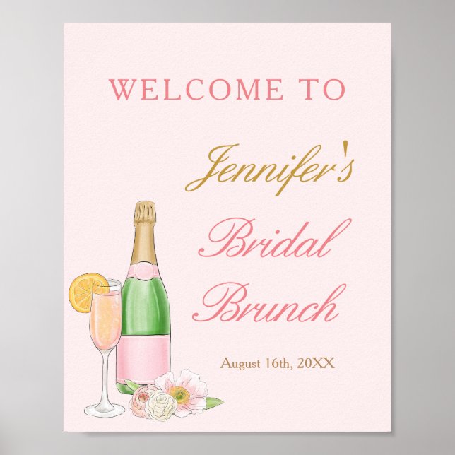 Eleganter Brunch und Bubbly Bridal Brunch Willkomm Poster (Vorne)