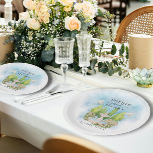 Eleganter Brunnen   Blume taucht Hochzeit Luxus Pappteller