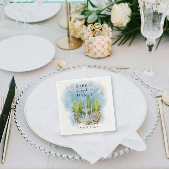 Eleganter Brunnen | Blume taucht Hochzeit Luxus Serviette (Von Creator hochgeladen)