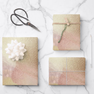 Eleganter Brushed Rose-Gold Bokeh Holiday Geschenkpapier Set