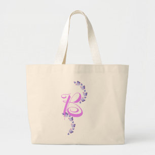 Eleganter Buchstabe B mit Schmetterlingen Tote Bag Jumbo Stoffbeutel