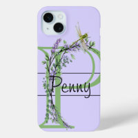 Eleganter Buchstabe P Lavender boho Dragonfly