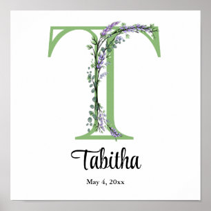 Eleganter Buchstabe T Lavender Eucalyptus Poster