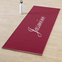 Eleganter Burgund Personalisierter Name Yoga Mat