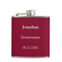 Eleganter Burgund Personalisierter Trauzeuge Flask