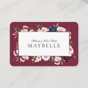 Eleganter Burgund- und Navy-Aquarellrahmen Visitenkarte