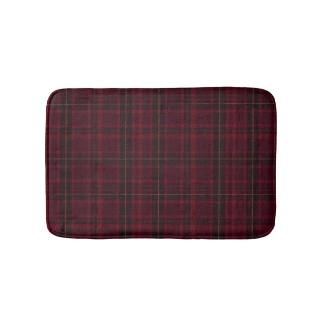 Eleganter Burgunder-Tartan Badematte (Vorderseite)