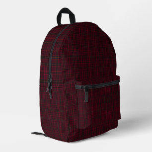 Eleganter Burgunder-Tartan Bedruckter Rucksack