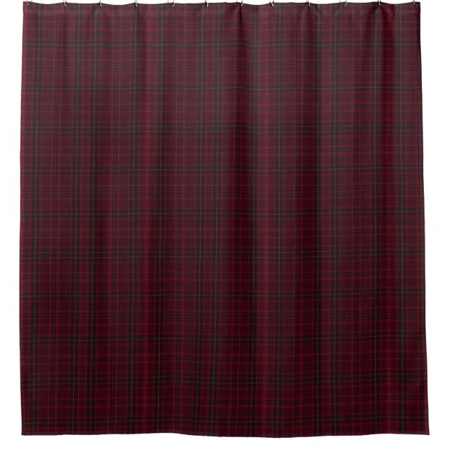 Eleganter Burgunder-Tartan Duschvorhang (Vorderseite)