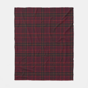 Eleganter Burgunder-Tartan Fleecedecke